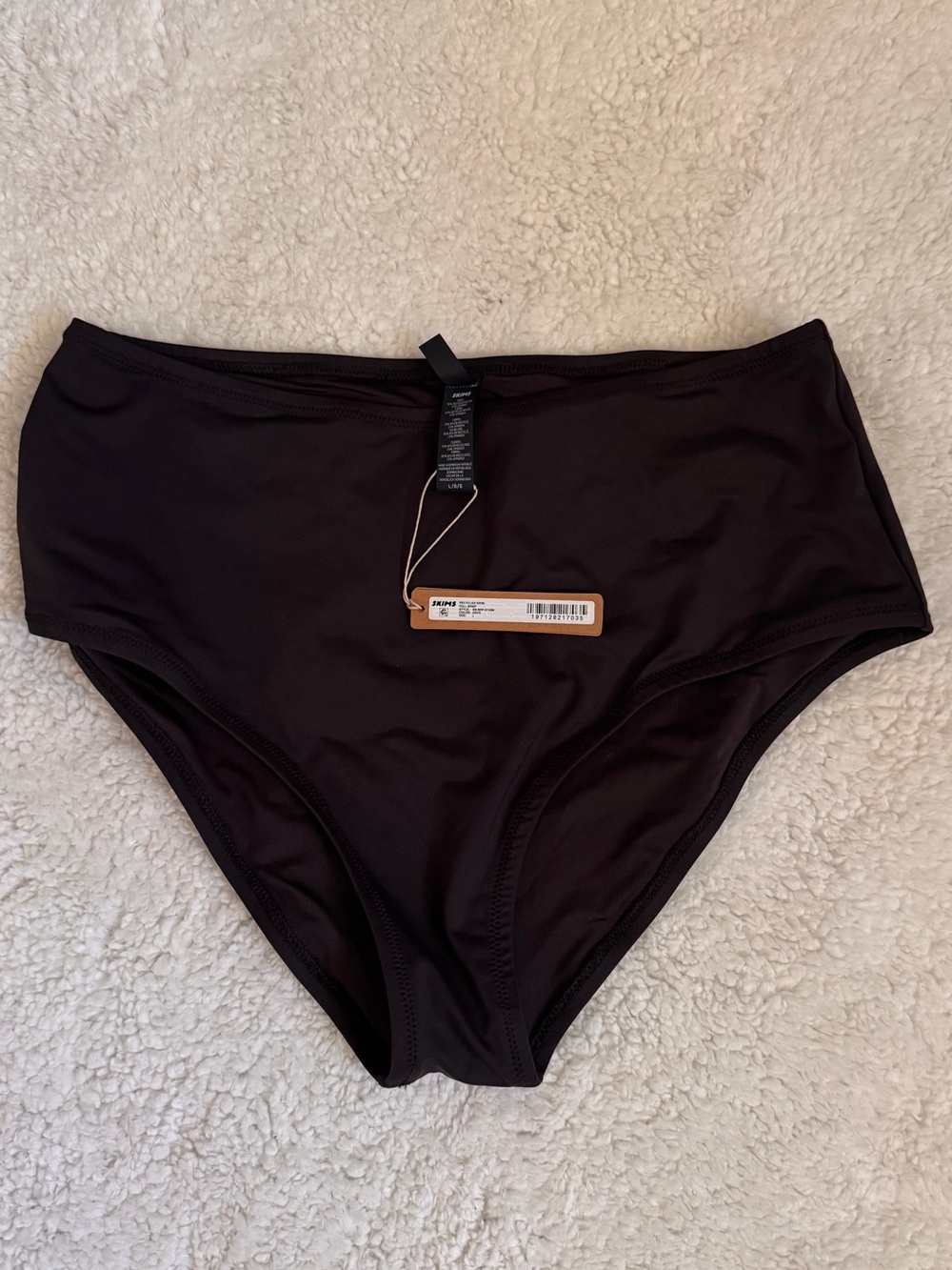 🖤SKIMS SWIM HIGH WAIST FULL BRIEF BIKINI BOTTOM ONYX Large